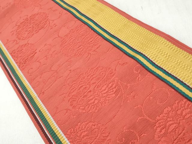 平和屋着物◎本場筑前博多織 半幅帯 花唐草文 正絹 逸品 CABH8532qe