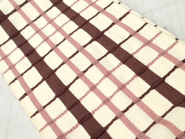 平和屋着物◎両面 半幅帯 吉野間道 綿 正絹 逸品 CABH8560qe