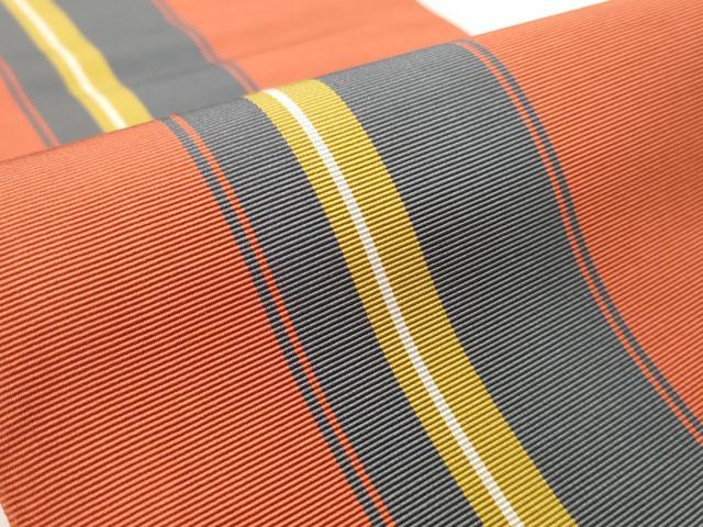 平和屋着物◎本場筑前博多織 半幅帯 間道 正絹 逸品 CABH8573qe
