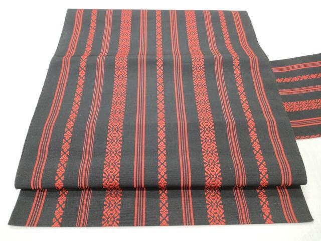 平和屋着物◎本場筑前博多織 八寸名古屋帯 献上 黒地 正絹 逸品 未使用 CABH8591qe