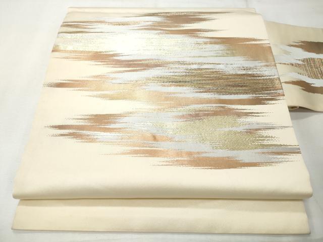 平和屋着物◎九寸名古屋帯 霞文 金糸 正絹 逸品 CABH8619qe