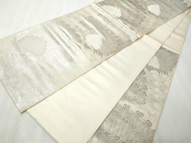 平和屋着物◎六通柄袋帯 手織錦 孔雀文 純プラチナ箔 正絹 逸品 CABH8630qe
