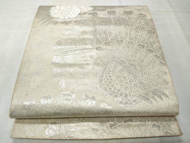 平和屋着物◎六通柄袋帯 手織錦 孔雀文 純プラチナ箔 正絹 逸品 CABH8630qe