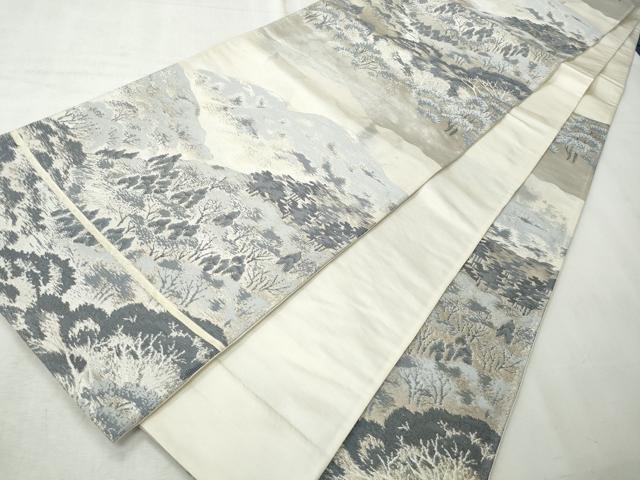 平和屋着物◎六通柄袋帯 吉野山 銀糸 引箔 正絹 逸品 CABH8632qe