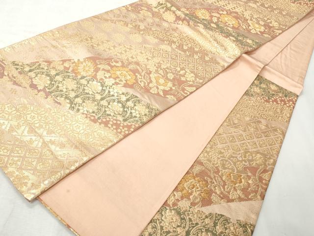 平和屋着物◎六通柄袋帯 花唐草文 金糸 正絹 逸品 CABH8634qe