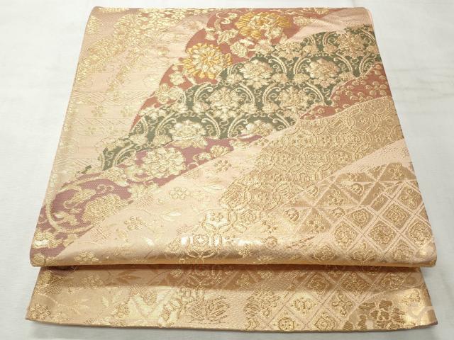 平和屋着物◎六通柄袋帯 花唐草文 金糸 正絹 逸品 CABH8634qe