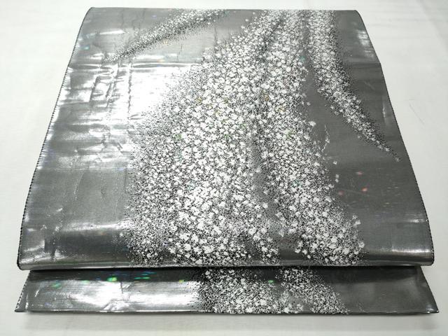 平和屋着物◎六通柄袋帯 霞文 銀糸 正絹 逸品 CABH8638qe