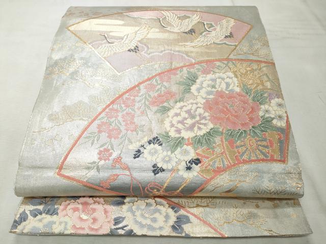 平和屋着物◎本佐賀錦 六通柄袋帯 花車扇面文 手織 金銀糸 引箔 正絹 逸品 CABH8639qe