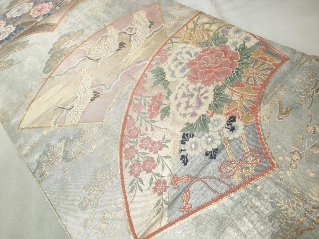 平和屋着物◎本佐賀錦 六通柄袋帯 花車扇面文 手織 金銀糸 引箔 正絹 逸品 CABH8639qe