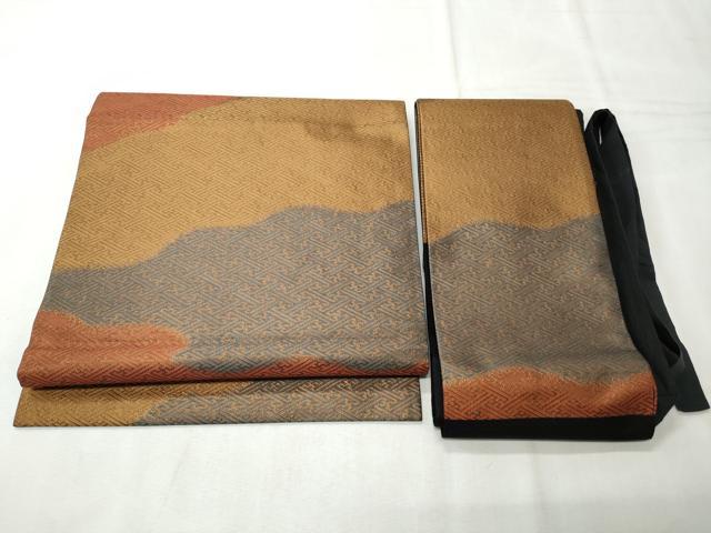 平和屋着物■つけ帯 紗綾形地紋 金糸 正絹 逸品 未使用 CABH8641qe