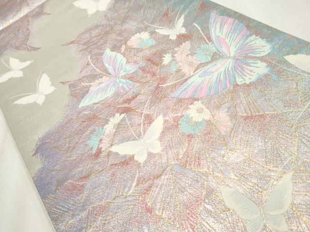 平和屋着物◎六通柄袋帯 唐織 花蝶文 金銀糸 正絹 逸品 CABH8672qe