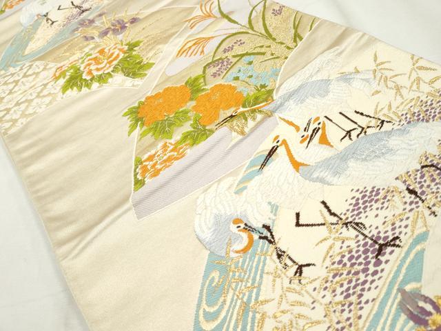 平和屋着物◎六通柄袋帯 唐織 地紙花鳥文 金糸 正絹 逸品 CABH8675qe
