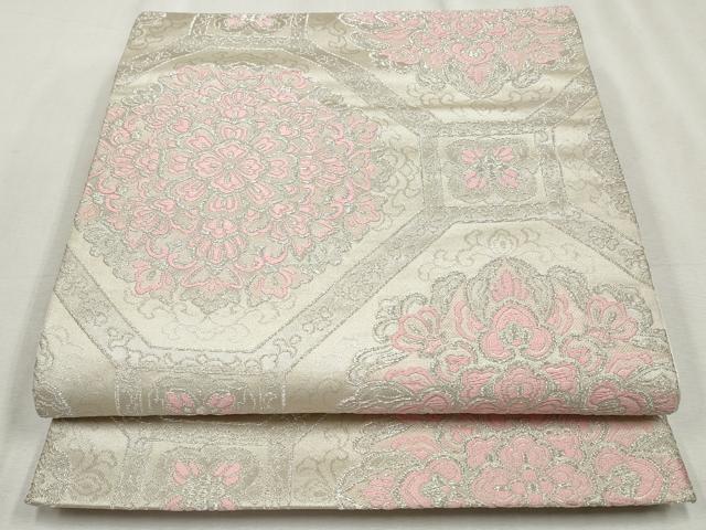 平和屋着物◎六通柄袋帯 唐織 蜀江花文 銀糸 やまとオリジナル 正絹 逸品 CABH8679qe