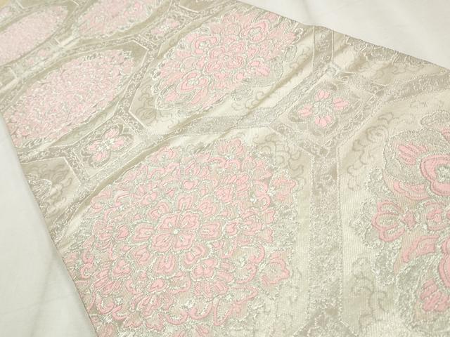 平和屋着物◎六通柄袋帯 唐織 蜀江花文 銀糸 やまとオリジナル 正絹 逸品 CABH8679qe