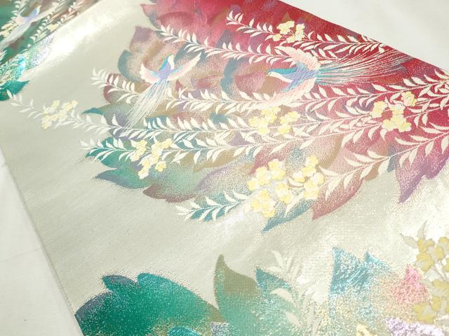 平和屋着物◎六通柄袋帯 唐織 花鳥文 金銀糸 正絹 逸品 CABH8681qe