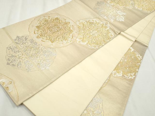 平和屋着物◎六通柄袋帯 唐織 正倉院花丸文 金銀糸 正絹 逸品 CABH8689qe