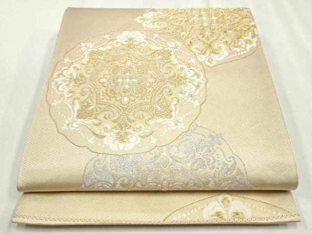 平和屋着物◎六通柄袋帯 唐織 正倉院花丸文 金銀糸 正絹 逸品 CABH8689qe