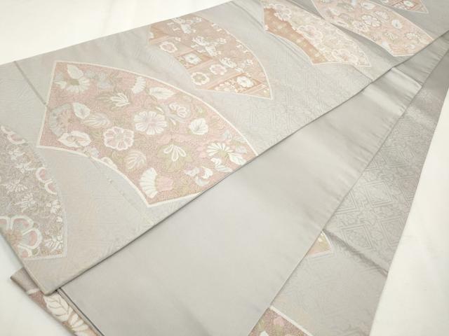 平和屋着物◎六通柄袋帯 地紙向かい鳥花文 金糸 正絹 逸品 CABH8690qe