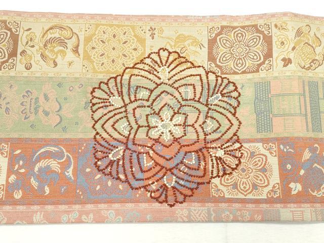 平和屋着物◎中国三大刺繍 相良刺繍 つけ帯 動物花文 正絹 逸品 CABH8700qe