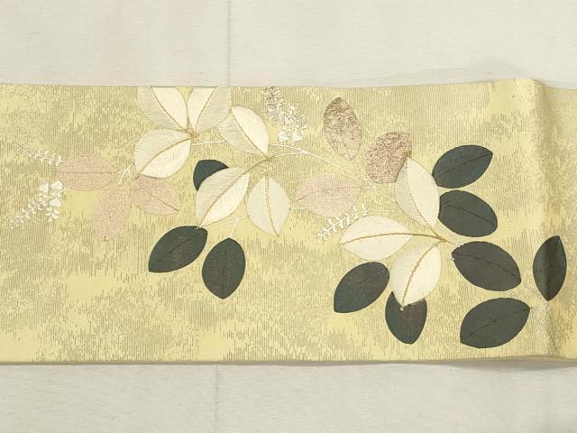 平和屋着物◎つけ帯 駒刺繍 枝葉文 銀彩 正絹 逸品 CABH8703qe