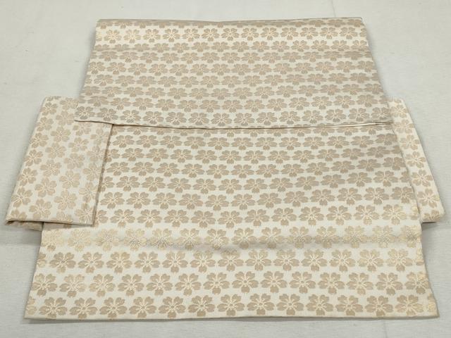平和屋着物◎本場筑前博多織 半幅帯 舞桜文 金糸 正絹 逸品 CABH8707qe