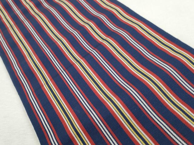 平和屋着物◎本場筑前博多織 半幅帯 縞 証紙付き 正絹 逸品 未使用 CABH8717qe