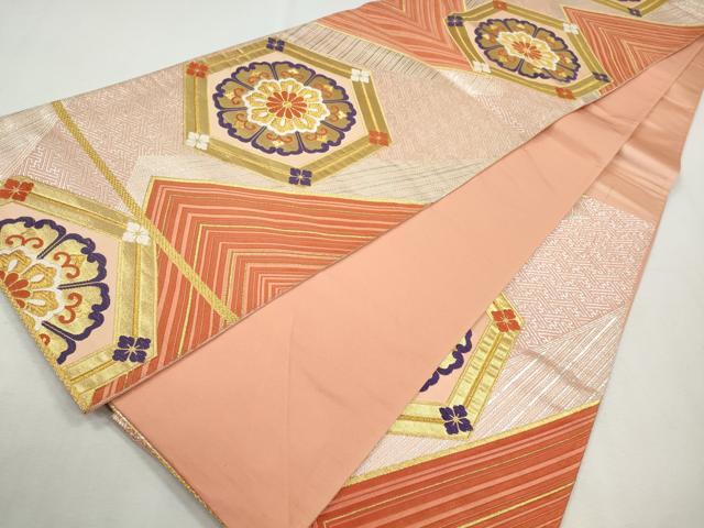 平和屋着物◎六通柄袋帯 唐織 吉祥正倉院花文 金銀糸 正絹 逸品 CABH8743qe