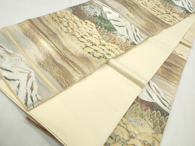 平和屋着物◎六通柄袋帯 遠山風景文 金銀糸 正絹 逸品 CABH8746qe