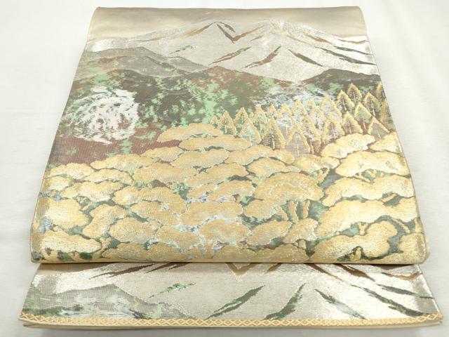 平和屋着物◎六通柄袋帯 遠山風景文 金銀糸 正絹 逸品 CABH8746qe