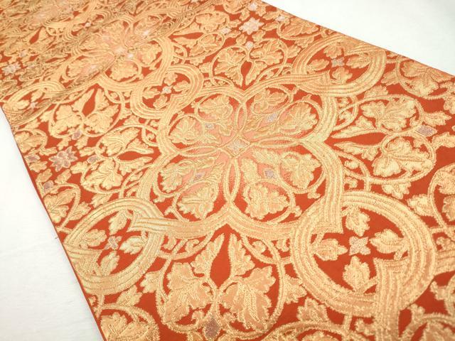 平和屋着物◎六通柄袋帯 花唐草文 金銀糸 正絹 逸品 CABH8770qe