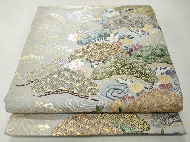 平和屋着物◎六通柄袋帯 唐織 波涛松並文 御所解文様 金糸 正絹 逸品 CABH8784qe