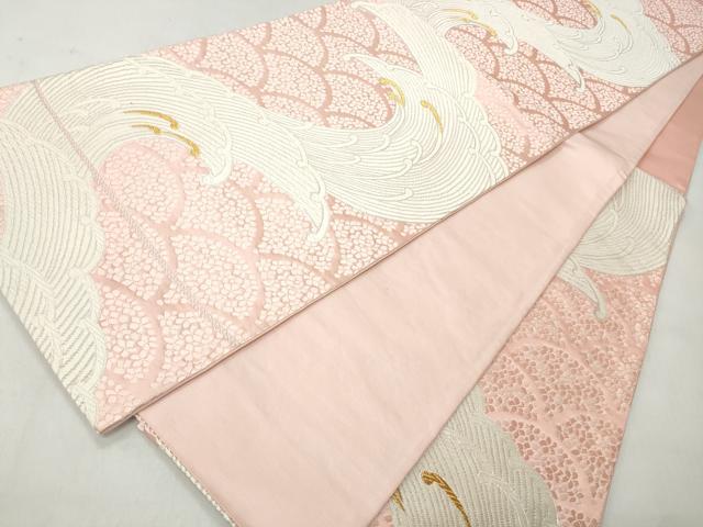 平和屋着物◎六通柄袋帯 唐織 立波花文 金銀糸 正絹 逸品 CABH8786qe