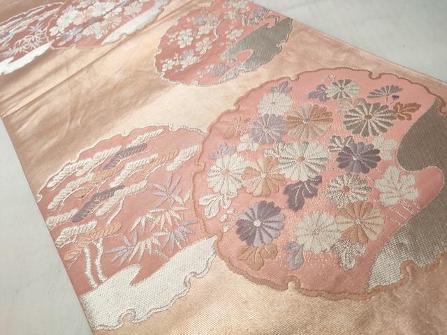 平和屋着物◎六通柄袋帯 唐織 雪輪松竹梅 銀糸 正絹 逸品 CABH8792qe