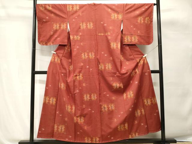 平和屋着物■上質な紬 琉球絣文様 正絹 逸品 CABH8803ev