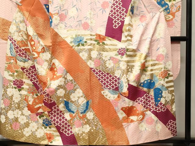 平和屋着物■豪華振袖 七宝舞蝶枝垂れ花文 金彩 正絹 逸品 CABH8809ev