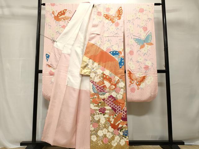 平和屋着物■豪華振袖 七宝舞蝶枝垂れ花文 金彩 正絹 逸品 CABH8809ev