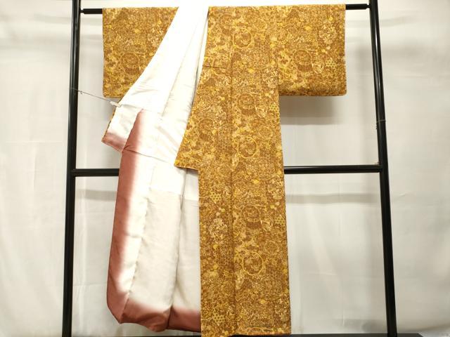 平和屋着物■上質な小紋 絵皿陶器更紗花鳥文 正絹 逸品 CABH8814ev