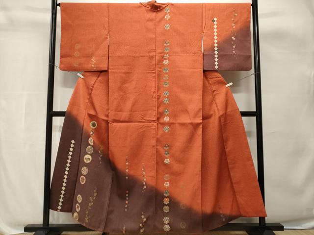 平和屋着物■訪問着 ふくれ織 花蝶丸文 暈し染め 金彩 正絹 逸品 CABH8817ev