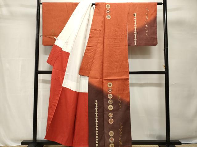 平和屋着物■訪問着 ふくれ織 花蝶丸文 暈し染め 金彩 正絹 逸品 CABH8817ev