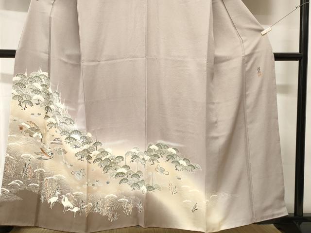 平和屋着物■訪問着 作家物 群鶴御所解文 暈し染め 金彩 正絹 逸品 CABH8820ev