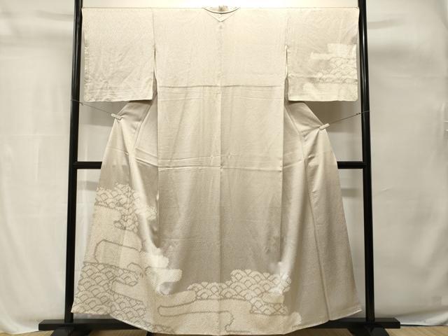 平和屋着物■訪問着 刺繍 絞り 絵絣青海波文 銀糸 正絹 逸品 CABH8823ev