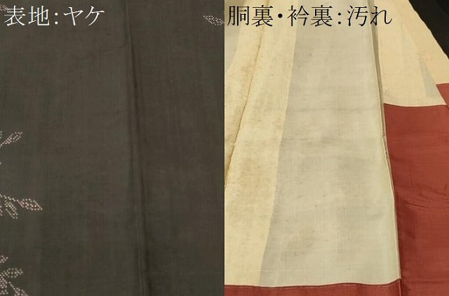 平和屋着物■上質な紬 枝葉文 黒地 正絹 逸品 CABH8838ev