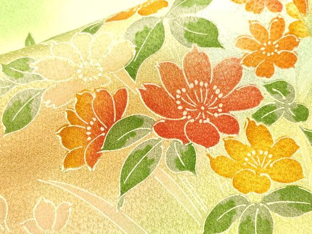 平和屋着物■上質な小紋 草花文 暈し染め 正絹 逸品 CABH8844ev
