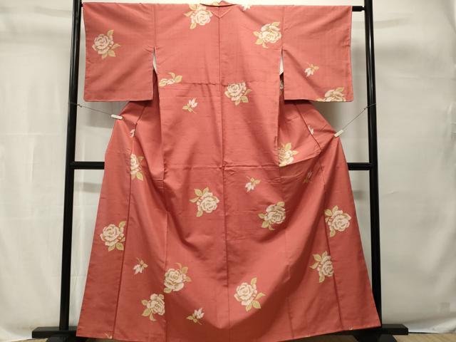 平和屋着物■上質な紬 バラ 正絹 逸品 CABH8856ev