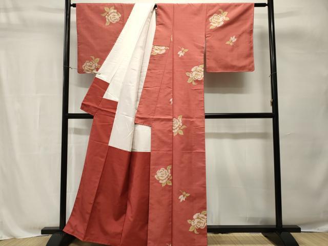 平和屋着物■上質な紬 バラ 正絹 逸品 CABH8856ev