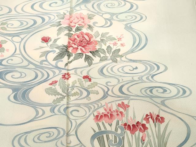 平和屋着物■訪問着 草花流水文 暈し染め 正絹 逸品 CABH8868ev