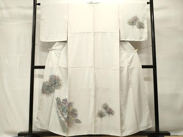 平和屋着物■訪問着 手描き 樹林風景文 暈し染め 正絹 逸品 CABH8872ev