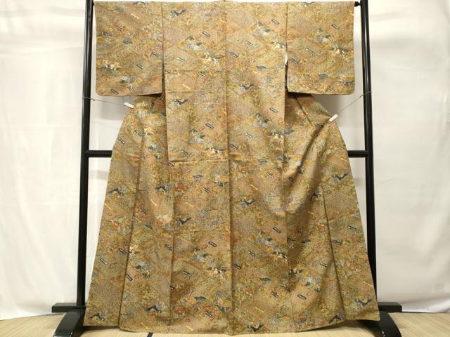 平和屋着物■上質な小紋 切嵌人物風景文 正絹 逸品 CABH8878ev