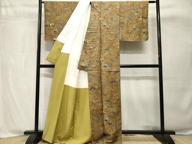 平和屋着物■上質な小紋 切嵌人物風景文 正絹 逸品 CABH8878ev
