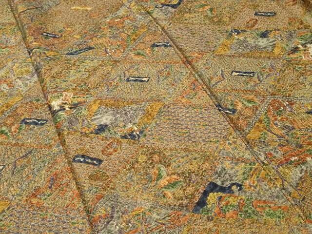 平和屋着物■上質な小紋 切嵌人物風景文 正絹 逸品 CABH8878ev